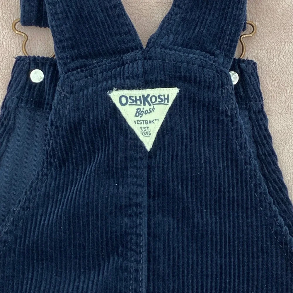 OshKosh Bgosh Dress Girls 6/6X Blue Overall Corduroy Button Front Jumper Dress